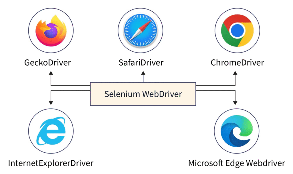 Top 10 Software Testing Tools That Actually Matter in 2025 1 Selenium webdriver illustration showing safaridriver, geckodriver, chromedriver, internet explorer driver and microsoft edge driver
