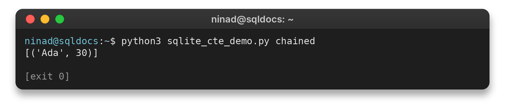 Terminal output for chained SQLite CTEs filtering customer totals